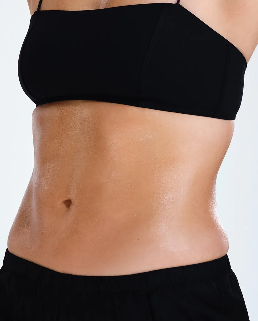 Zoomed-in image of model's abdomen