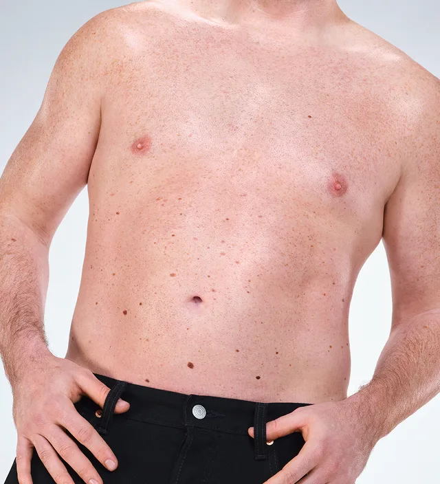 Zoomed-in image of model's abdomen