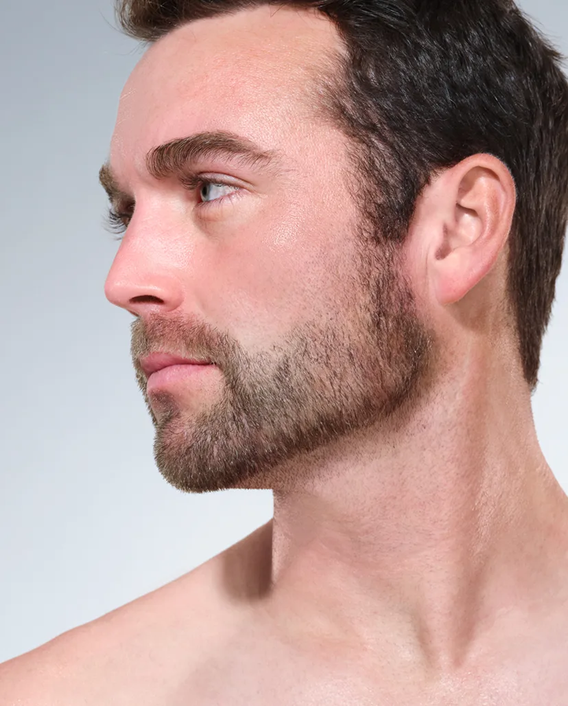Zoomed-in image of model's chin