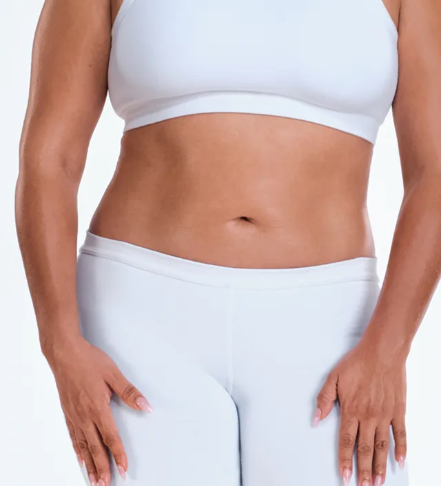 Zoomed-in image of model's flanks