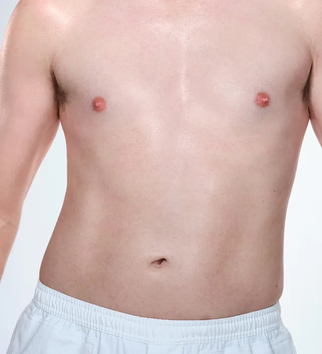 Zoomed-in image of model's abdomen